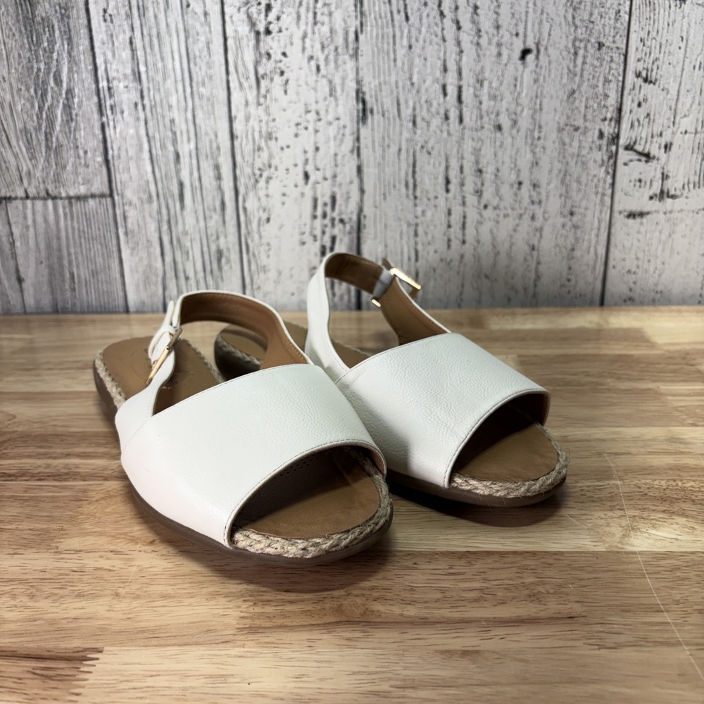 Comfortview Sandals Womens Size 8 White Adele Slingback Comfort Wedge Shoes